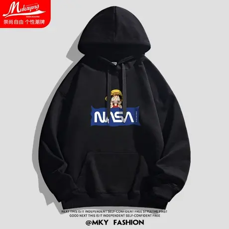 nasa海贼王联名路飞卫衣男连帽大码宽松春秋季薄款青少年卡通外套商品大图