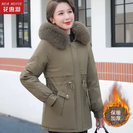 妈妈冬装羽绒棉服外套洋气中老年女装派克服棉衣女秋冬季大码棉袄商品大图