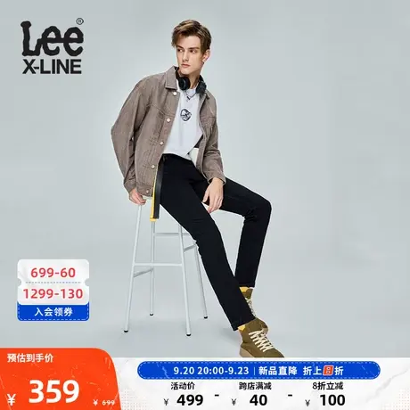 LeeXLINE23新品723修身直脚黑色男牛仔裤潮LMB100723201-998图片