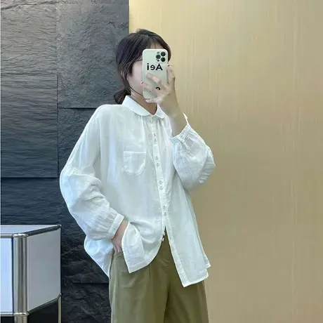 2023春季新款百搭白色衬衫女长袖纯色宽松打底衫上衣春秋衬衣女潮图片