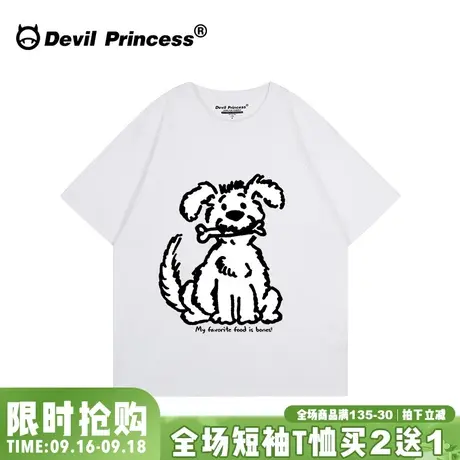 ulzzang学院风卡通潮牌白色短袖t恤女宽松大版减龄百搭小个子上衣商品大图