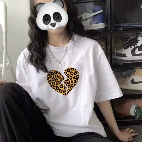 欧美高街白色t恤女短袖加大码2021年新款宽松美式复古纯棉上衣ins图片