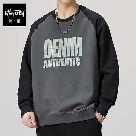 伟臣2023秋冬新品大码男装长袖卫衣男胖子加肥加大宽松休闲圆领衫商品大图