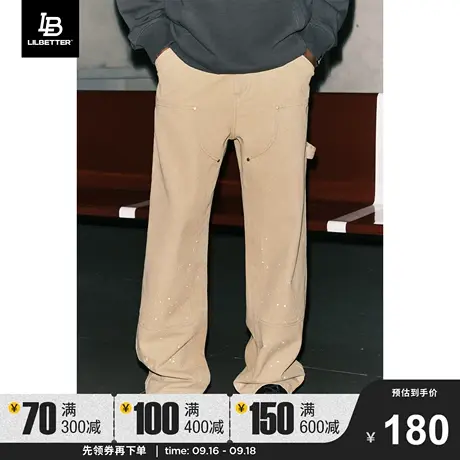 Lilbetter泼墨工艺休闲裤男油漆点伐木工装长裤美式vibe直筒裤子商品大图
