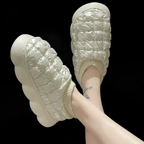 踩屎感棉拖鞋女冬季包跟加绒居家居室内保暖防水厚底产后月子棉鞋图片