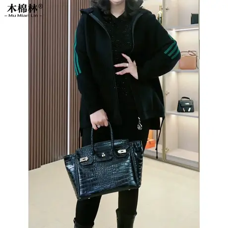 加肥加大胖mm连帽开衫外套春秋洋气宽松遮肉显瘦妈妈大码卫衣上衣图片