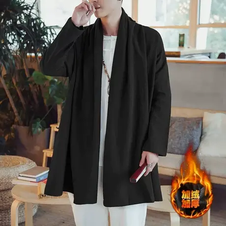 秋季古装汉服开衫外套男中国风棉麻禅服道袍风衣古风中长斗篷披风图片