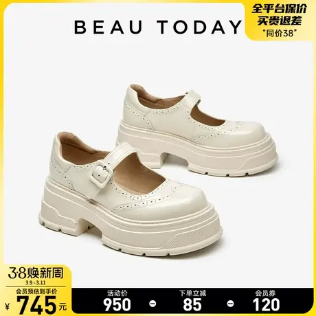 BeauToday厚底玛丽珍鞋女2024新款春季BT英伦小皮鞋女真皮单鞋女商品大图