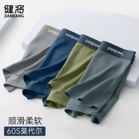 健将莫代尔男士内裤男纯棉裆抗菌四角裤冰丝男生平角青少年底裤衩商品大图