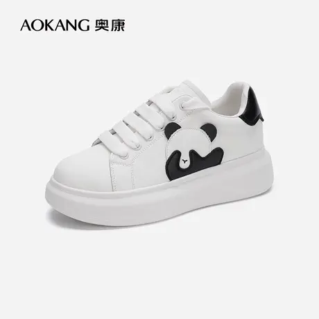 【门店发货】奥康女鞋 2024春季新款休闲可爱熊猫鞋厚底休闲鞋图片
