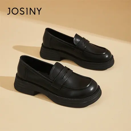 Josiny/卓诗尼厚底乐福鞋女2024新款春季英伦风小个子百搭小皮鞋商品大图