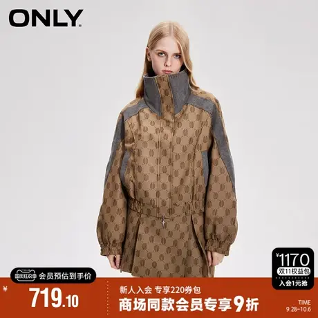 ONLY2023秋季新款时尚满印立领拼接蝙蝠袖短款外套女|123336028图片