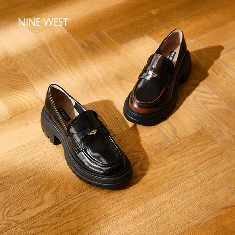 书书同款Nine West/玖熙曼特宁金币厚底乐福鞋女夏季新款羊皮单鞋图片