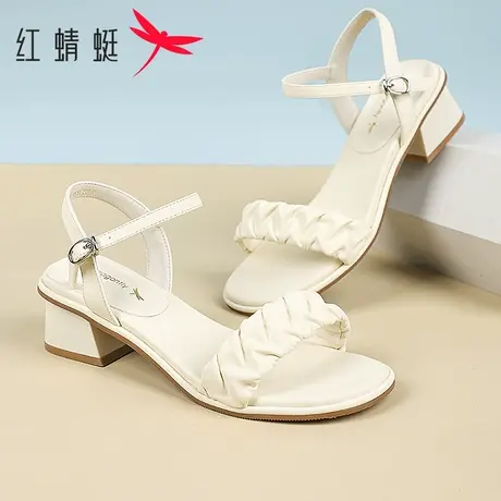 红蜻蜓女鞋女凉鞋2025年新款日常百搭休闲夏季清凉白色通勤鞋上班商品大图
