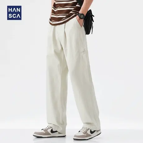 hansca莱赛尔天丝米色休闲裤男款春季2025新款薄款凉感弹力长裤子商品大图