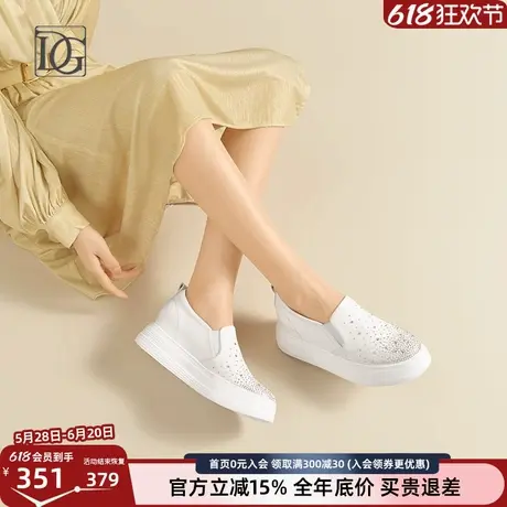 【头层牛皮】真皮小白鞋女内增高坡跟单鞋2025年新款百搭妈妈鞋子图片