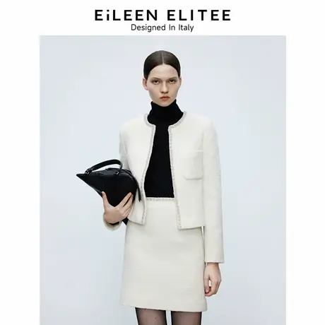 朗姿欧洲EiLEEN ELITEE米兰时装周同款白色上衣2025春新款短外套图片