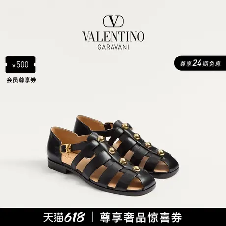 [24期免息]华伦天奴VALENTINO男士 STUDSHIELD 小牛皮渔夫凉鞋商品大图