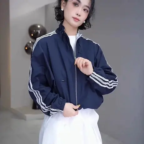 设计感蕾丝拼接夹克外套女2025春季新款韩版减龄小个子冲锋衣上衣图片