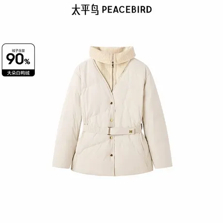太平鸟女装冬季新款翻领假两件羽绒服A1ACE4225图片