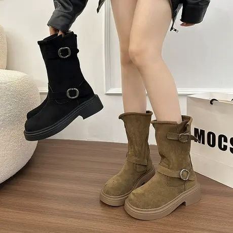 粗跟百搭马丁靴女2025秋季新款配裙子法式气质短筒靴时尚高级靴子商品大图
