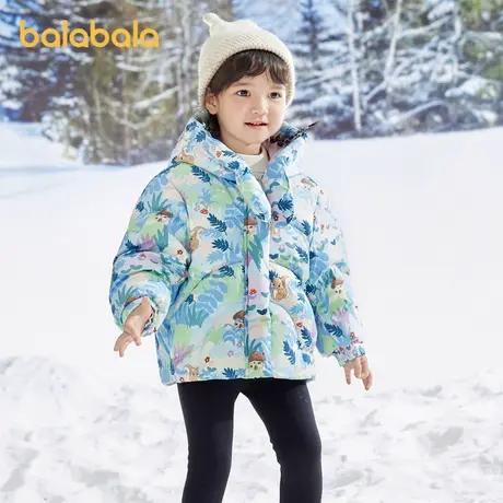 巴拉巴拉童装女童羽绒服儿童保暖连帽外套小童宝宝冬装时髦花版潮商品大图