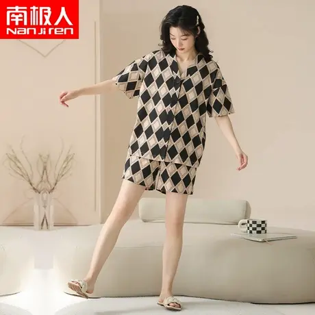 南极人睡衣女款纯棉长袖开衫2025新款高级感可外穿家居服套装商品大图
