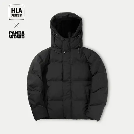 海澜之家panda wowo熊猫羽绒服23秋冬新款花纹连帽保暖加厚外套男商品大图