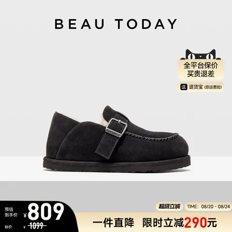 BeauToday厚底勃肯鞋女2025新款BT复古真皮毛毛鞋加绒雪地靴保暖商品大图