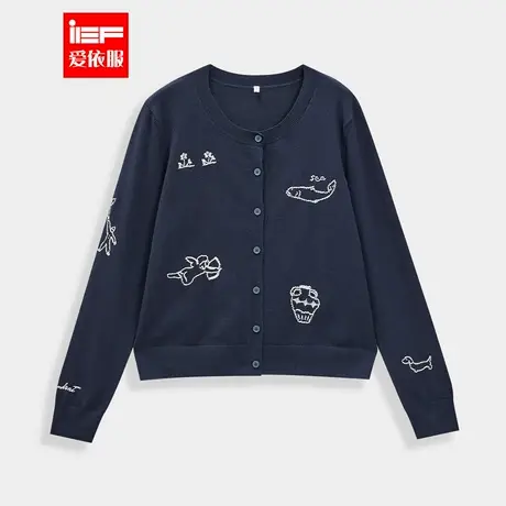 IEF/爱依服【微胖】大码女装2025秋季新款法式文艺设计感毛织外套商品大图