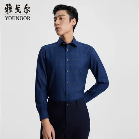 【TP系可机洗羊毛】雅戈尔23秋季新品商务休闲格纹长袖衬衫男图片