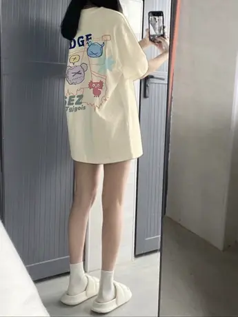 重磅纯棉宽松短袖正肩T恤女半袖2023夏季新款大版oversize上衣潮图片