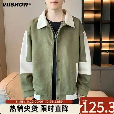 VIISHOW麂皮绒外套男春秋季潮流美式复古工装夹克潮牌休闲男衣服商品大图