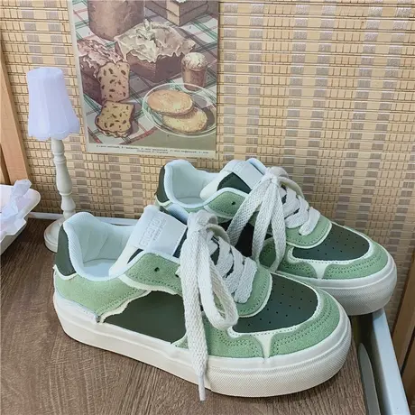 Betoo 小众设计感原创抹茶绿板鞋女百搭ins潮小白鞋港风chic鞋商品大图