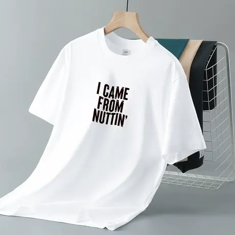 重磅美式纯棉白色t恤男短袖夏季宽松上衣服潮流印花半袖全棉体恤商品大图