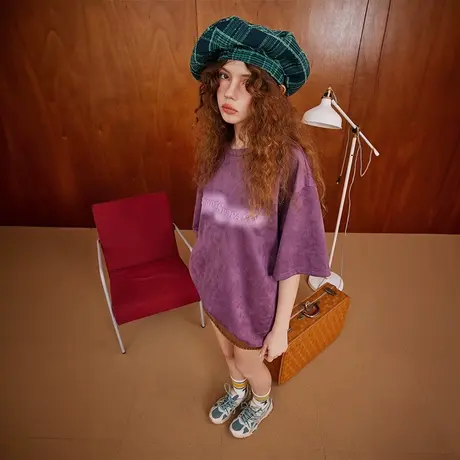 复古炒雪花字母短袖t恤女夏装2025年新款美式宽松百搭半袖上衣ins商品大图