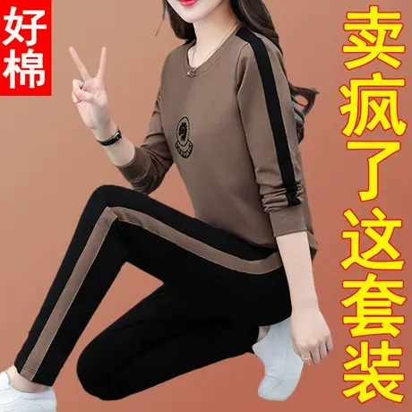 中年女士秋装休闲运动服套装女2023新款大码女装妈妈加肥加大卫衣图片