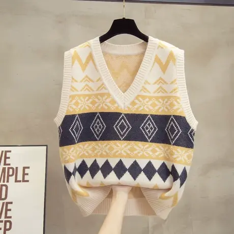 v领毛衣坎肩2023秋装新款宽松慵懒风上衣外穿马夹针织马甲背心潮图片