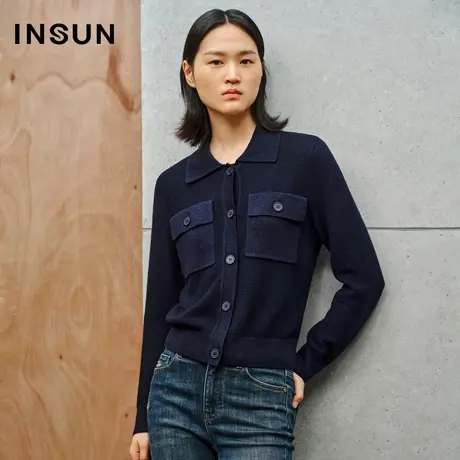 INSUN恩裳线上专选秋季真丝羊绒混纺毛针织衫图片