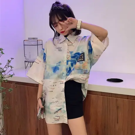 衬衫女学生2019韩版宽松心机设计感小众百搭很仙的上衣洋气衬衣夏图片