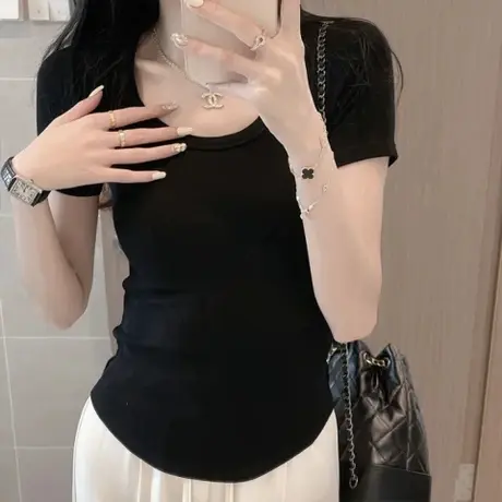 2024学生多人三人同系列t恤女夏季ins风糖果色闺蜜短袖姐妹装宽松图片