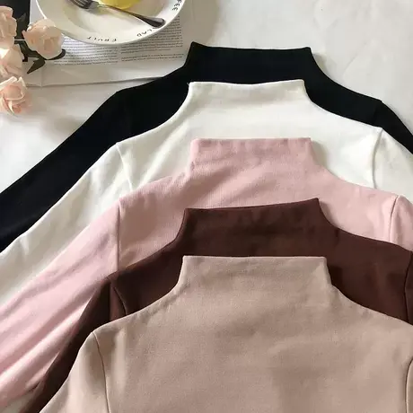 初秋半高领内搭ins显瘦打底衫女t恤秋冬百搭时尚网红超火上衣女商品大图