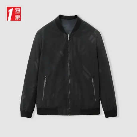 海一家经典棒球领两面穿外套2023秋季新款时尚沉稳男士夹克商品大图