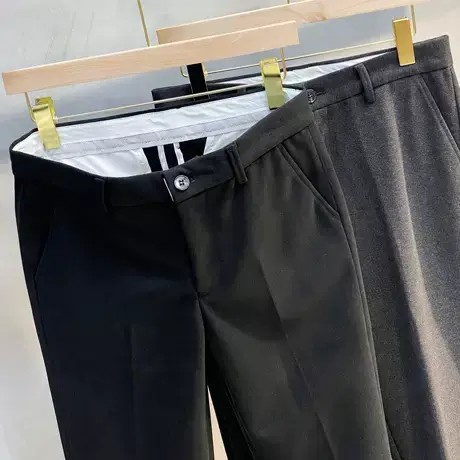 垂感坠感秋冬季九分裤男宽松修身毛呢子长裤西装裤休闲裤男士裤子图片