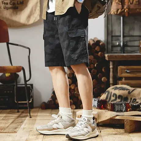 Modi Nick/摩帝尼克男士五分裤休闲短裤大码直筒百搭潮流迷彩裤子商品大图