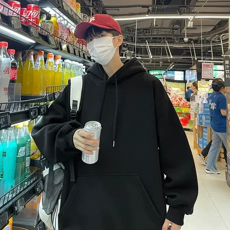 oversize连帽高级感卫衣男春秋季美式复古重磅潮牌青少年宽松外套商品大图