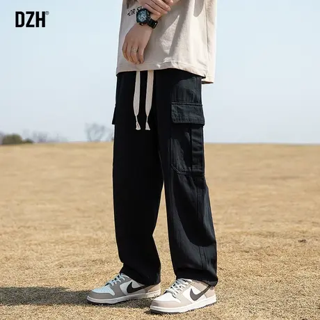 男士黑色纯棉裤子男春季新款潮牌工装裤直筒阔腿裤宽松2025年新款商品大图