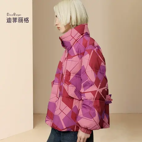 迪菲丽格潮流时尚短款立领羽绒服女2023新款冬季小个子工装面包服图片