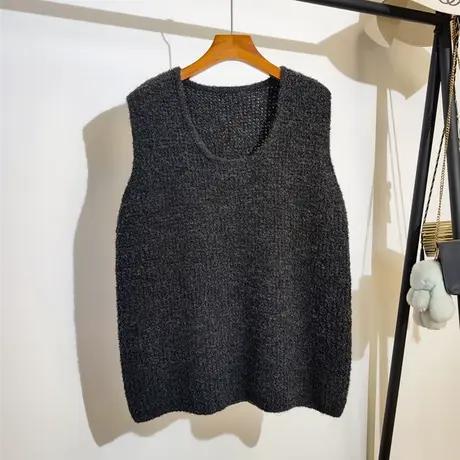 中长款针织马甲女秋冬新款宽松百搭遮肉显瘦无袖坎肩毛衣背心外穿图片