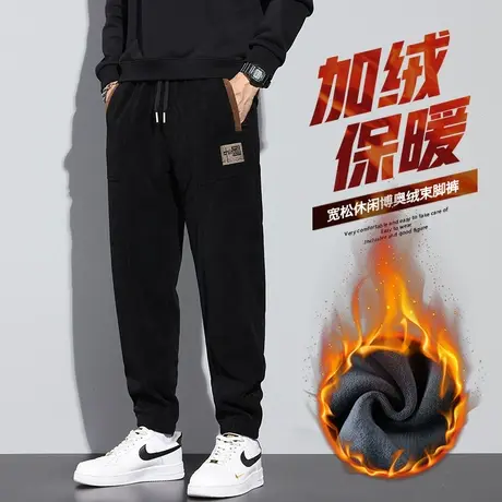 运动裤冬季加肥加大码冬天加绒加厚保暖外穿防风休闲男裤子秋冬款商品大图